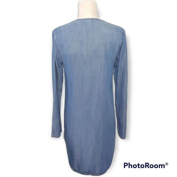 Cloth & Stone by Anthropologie blue denim lace-up shirt dress - Picture 5 of 6